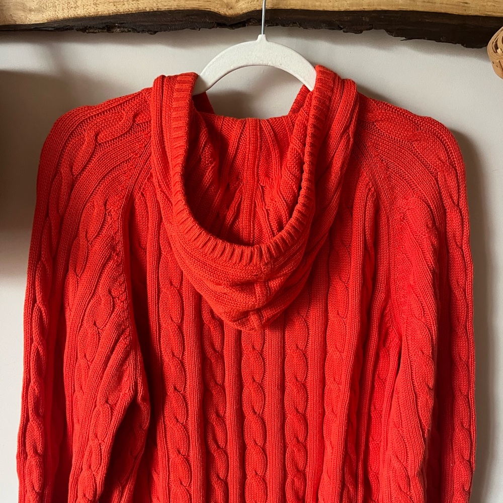 Vintage Tommy Hilfiger Hoodie Cable knit Cable Sweater 2000s Y2K 90s Orange L - Picture 4 of 9